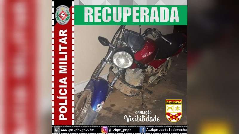 durante operacao policia militar recupera moto com queixa de roubo em brejo do cruz