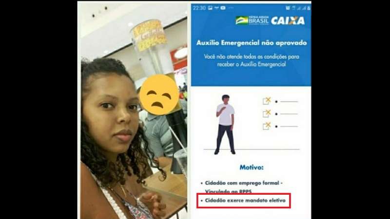 desempregada ha 10 anos tem auxilio emergencial negado por constar que a mesma e vereadora na paraiba