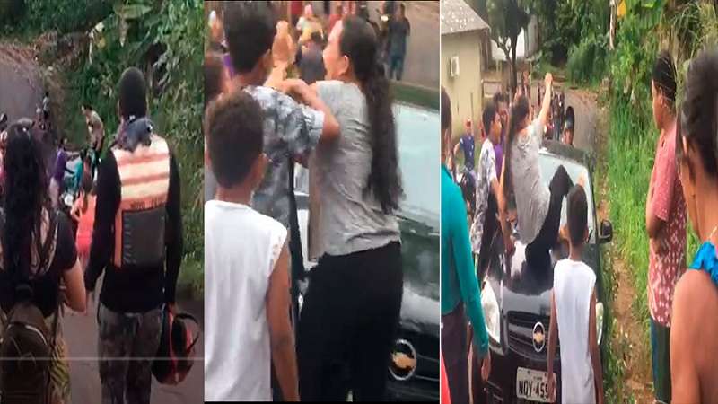 mulher segue o marido e o flagra com amante e faz o barraco veja video