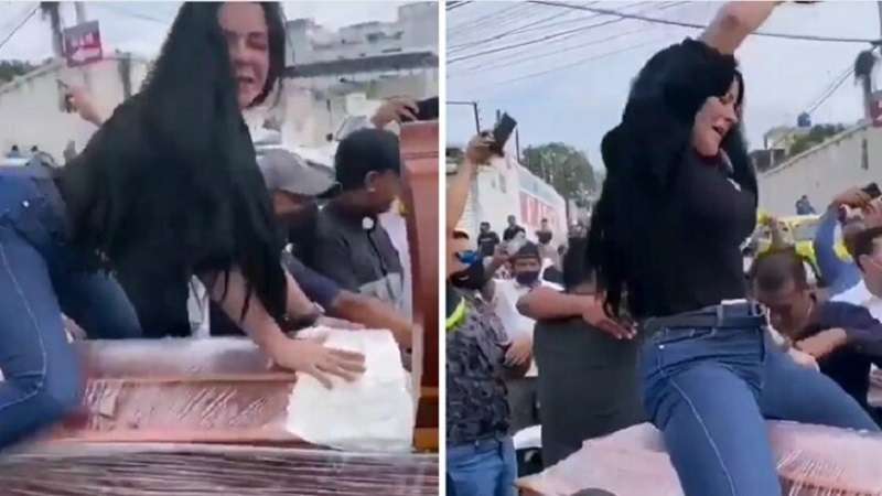 video mulher viraliza apos dancar em cima do caixao do marido no meio da rua veja