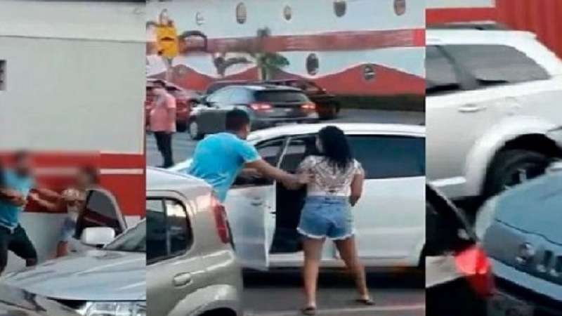 video mulher flagra marido com suposta amante parte para agressao e destroi carro