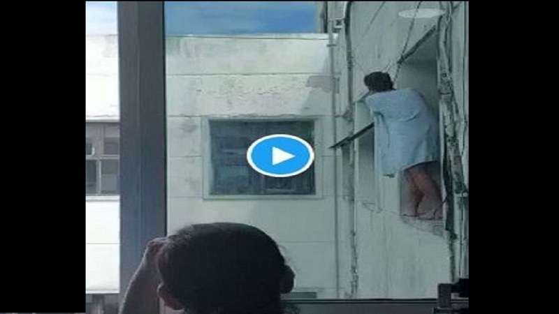 video paciente pula de andar de hospital e funcionarias se desesperam