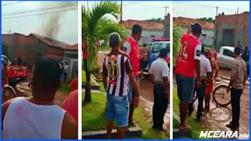 video homem ateia fogo na propria casa e foge em viatura da pm assista