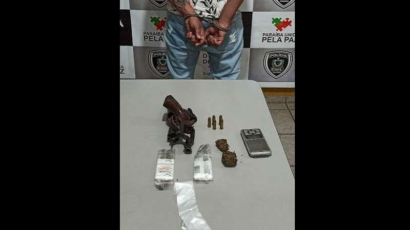 policia civil prende homem apreende droga e arma de fogo em brejo dos santos