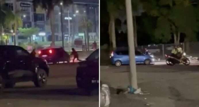 video casal e flagrado tendo relacao em carro e foge com policial agarrado pelo capo