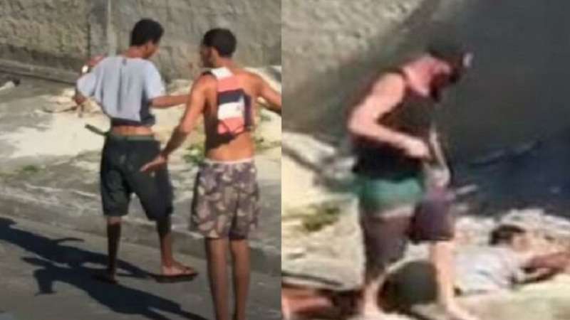 video vizinha grava momento onde jovens deitam na rua para serem executados cenas fortes